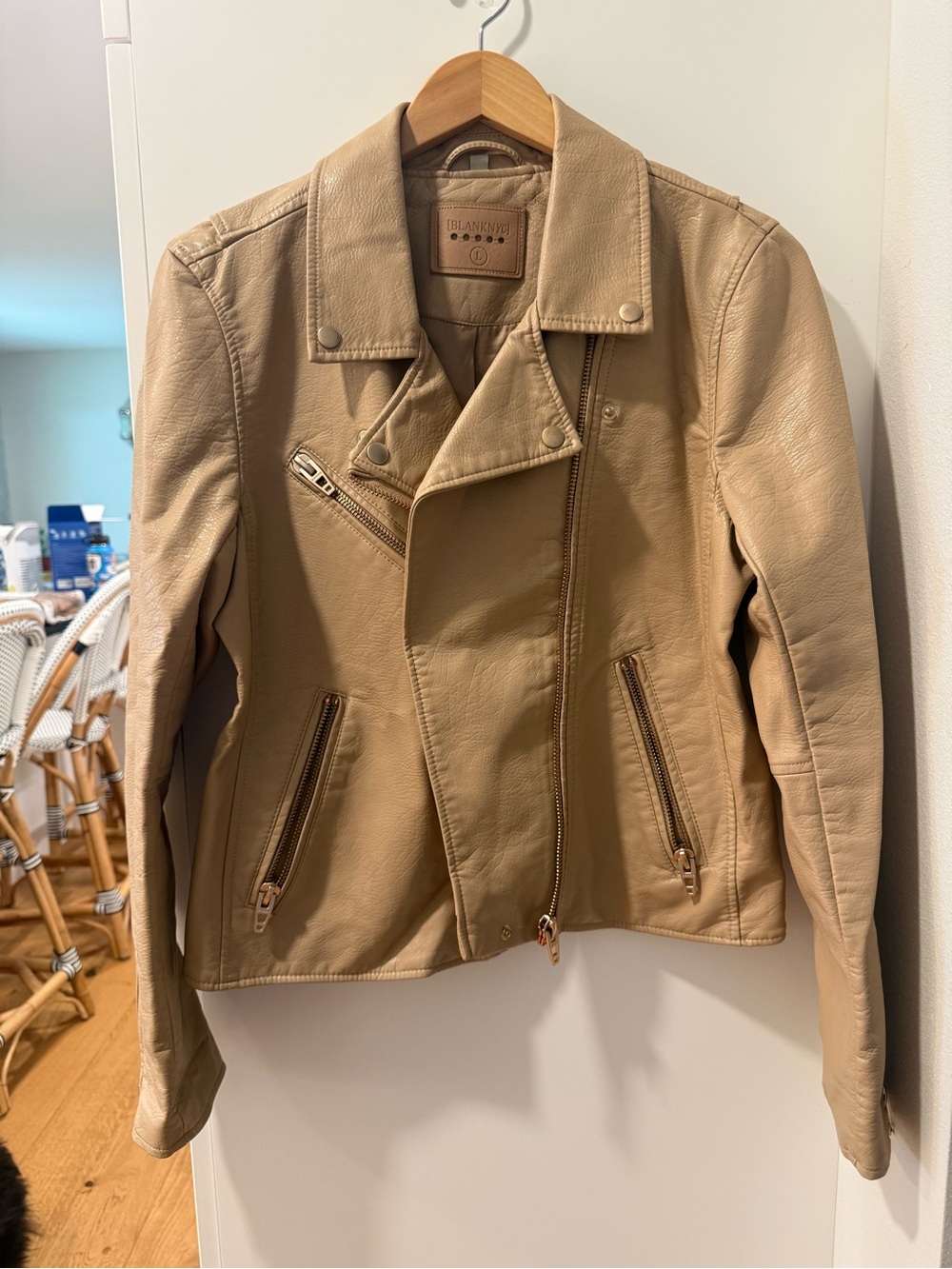 Blank NYC Tan Leather Moto Jacket